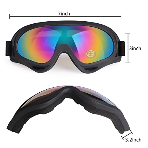 Image of Motorcycle Goggles 2 Pack with Neck Breathable Bandana Mask | ATV Dirt Bike Riding Racing, Wide Vision Windproof, UV400 Anti-Fog Scratch, for Adult Youth Kids