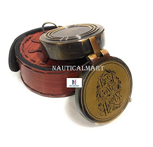 Brújula de latón con estuche de cuero miniatura 2