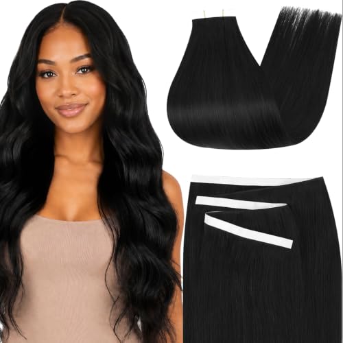 Image of Moresoo Natural Black Genius Tape in Weft Extensions 18 Inch 65g 2Pcs