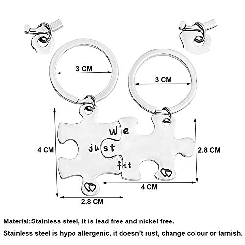 Bobauna We Just Fit Puzzle Piece Keychain Set Gift For Couples Best Friends (Just Fit Keychanin) #TOP1