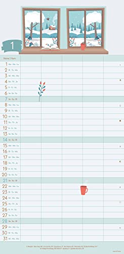 GreenLine Happy Vibes 2024 Family Planner - Family Calendar - Wall Calendar - 22 x 45 cm, Small, silver - Image 2