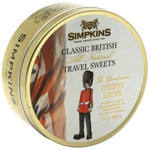 Simpkins Mixed Fruit Drops - Old-Fashioned Candy in Travel Tins - Dairy-Free Sweets and Nut Free Hard Candy - Fruit Candy Travel Sweets 200 g (Guardsman Sour Cherry) Cover