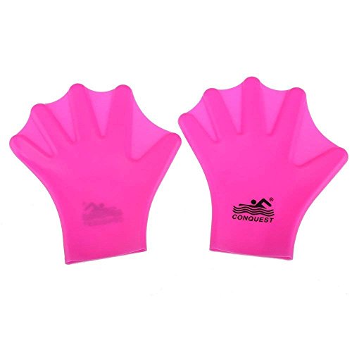 Onemoredealdirect Omdd Silicone Webbed Swimming Gloves Aqua Fit Swim Training Gloves Web Gloves For Swimming,Closed Full Finger Webbed Water Gloves For Unisex Adult,2Pcs (Pink) #TOP2