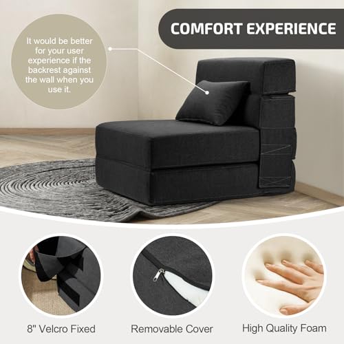 Sofá cama plegable viscoelástico convertible en silla y colchón auxiliar 5
