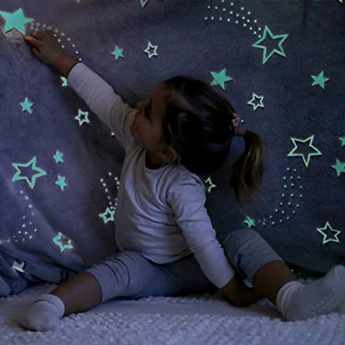 Cozy Bliss Glow In The Dark Throw Blanket, 40"X50", Premium Super Soft Fuzzy Fluffy Warm Cozy Powder Plush Blanket With Stars, Gift For Kids Girls Boys (Pink) #TOP3