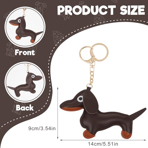 Giantree Schlüsselanhänger Dackel, Süße Welpe Hundetasche Anhänger Leder Glücksbringer Dackel Keychain Geschenke für Lieblingsmensch Frauen Männer Kinder Geburtstag Schlüsselring (dunkelbraun)