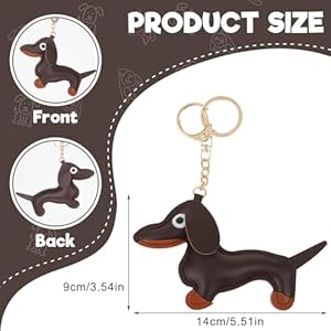 Giantree leather dachshund keychain dachshund keychain bag pendant key chain cute puppy dog charm gifts   cucciolini doodles