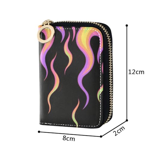 Flowing Fire Giraffe Colorful leather card holder wallet for men with Cion Purse RFID Blocking small credit card holder for women with zipper4