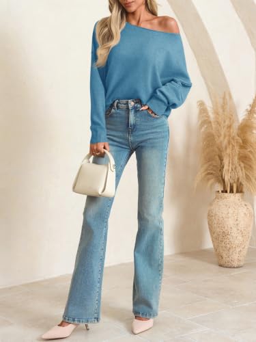Image of Saodimallsu Womens Fall Off The Shoulder Sweater Pullovers