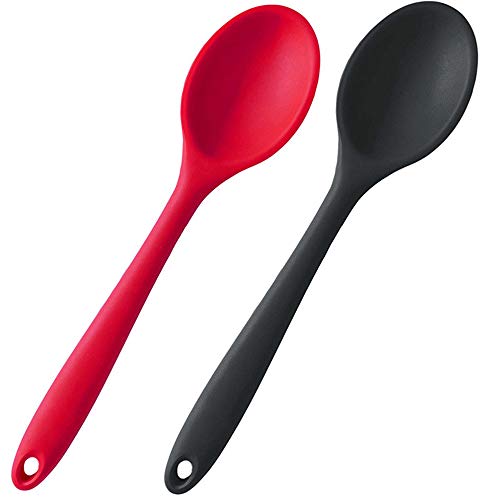 Silicone Nonstick Mixing Spoons Set 2, BPA Free and FDA Grade,High Heat Resistant