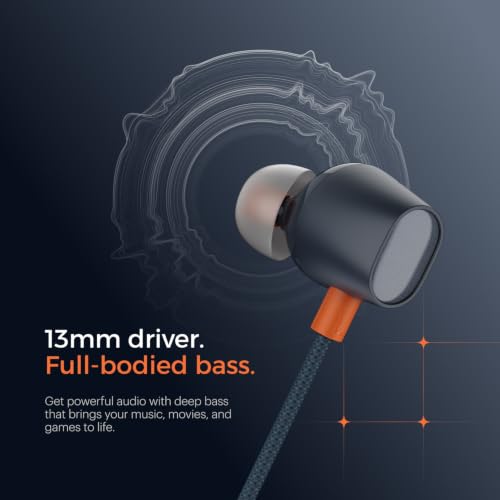 Image of Noise Chord 200 Type-C Wired Earphones | 13mm Driver | in-Line Mic with Voice Assistant | Magnetic Snap-Fit Earbuds | Tangle-Free Cable | Multifunctional Controls - Midnight Blue
