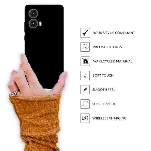 Image of SPRIG Compatible with Moto G85 Premium SilkTone (Liquid Silicone) Back Cover Drop Tested Shock Proof Mobile Case for Men, Women, Boys and Girls with Camera Protection (Black)