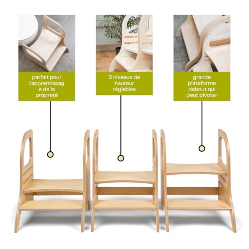 Tabouret de toilette en bois blanc Ette Tete MIIMO durable - 5