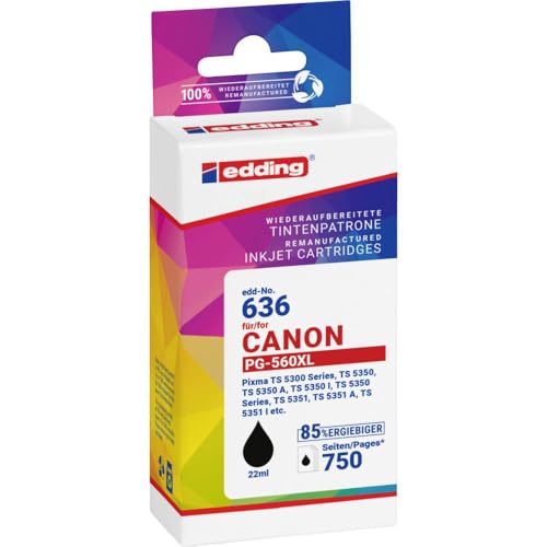 Encre remplace Canon PG-560 XL Edding EDD-636 cartouche noire haute capacité