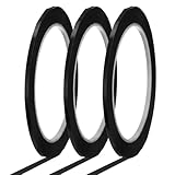 QUARKZMAN Whiteboard Tape 3mm x 66m Pinstripe Graphic Chart Line Grid Marking Tapes Pour Classroom Office Dry Erase Board Art, Black, Pack of 3