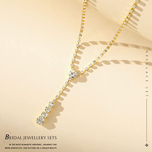 Unicra-Bride-Silver-Bridal-Necklace-Earrings-Set-Crystal-Wedding-Jewelry-Set-Rhinestone-Choker-Necklace-for-Women-and-Brides