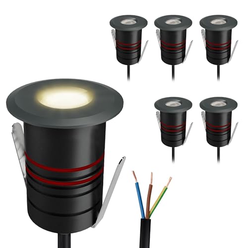 SSC-LUXon JAVO spot encastrable LED extérieur IP67 230 V noir Ø 47 mm - Éclairage de sol compact et praticable pour jardin, terrasse et escaliers