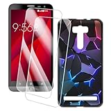 OAGELIM 2er Pack Bildschirm Schutzfolie + Hülle Kompatibel mit Asus Zenfone 2 Laser ZE601KL (6 Zoll) Künstlerisch Bedruckte Hülle & Gehärtetes Glas Kratzfest (Spalte)