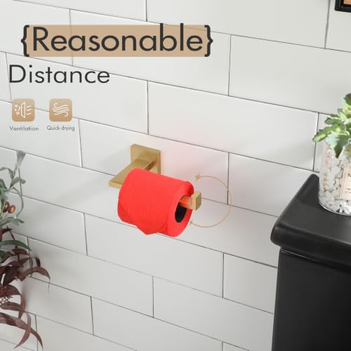 Image of KOKOSIRI Toilet Paper Holders Champagne Bronze Bathroom Tissue Roll Holder for Mega Rolls Organization and Storage, Stainless Steel Wall Mount B2006CPG