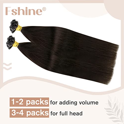 Fshine Fusion U Tip Hair Extensions Pre Bonded Kertatin Hair Extensions Dark Brown 22 inch Keratin Bondings Remy Hot Fusion 50g/50s Tip in - Image 2