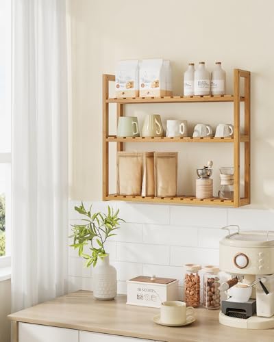 Miniatura 2 de Songmics Estante Baño, Estantería Baño, Estante Pared De 3 Niveles Para Plantas Ajustables, Montado En La Pared O De Pie, En Sala De Estar, Balcón, Cocina, 15 X 60 X 54 Cm, Natural Bcb13y