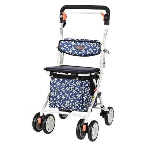 Andador con ruedas Andadores for personas mayores, andador plegable con asiento, andador con andador con aluminio duradero, andador con andador vertical todo terreno, diseño plegable compacto for pers