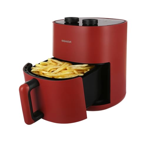 KASANOVA Friteuse à Air 4.5L, 1400W, 8 Programmes de cuisson, Température réglable jusqu'à 200°C, Affichage manuel, Arrêt automatique (Rouge, Modèle...
