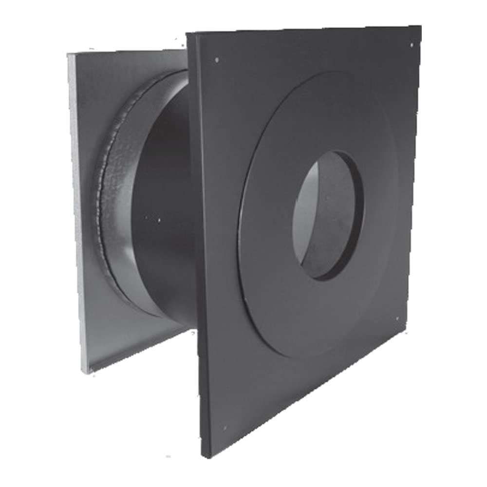 Copperfield 69631 6 Inch Dura-Vent Dura/Plus Wall Thimble, Galvanized Steel Painted Black,with Trim