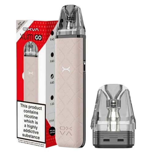 Oxva Xlim Go Pod Kit [Light Brown] - Available in 16 colours - 1000mAh Battery Type-C Fast Charging 30W Output RGB Indicator Anti-Leak - Works with all Xlim Pods - No Nicotine