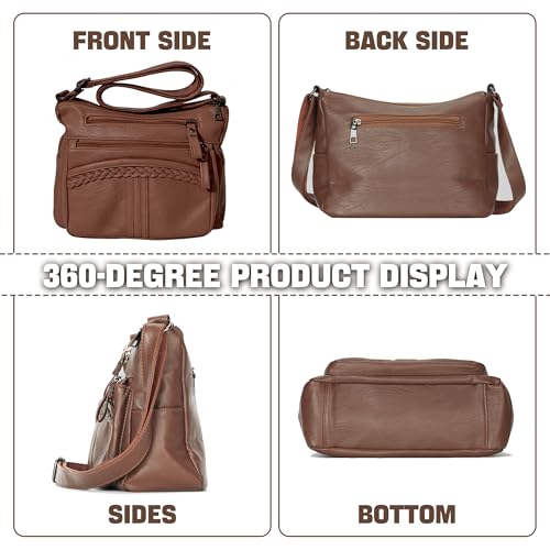Image of ELDA Purses for Women Pocketbooks Soft PU Leather Ladies Crossbody Purse Multi Pocket Shoulder Bag