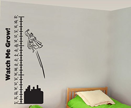 Growth Chart Super Hero Superman Buildings Watch Me Grow Wall Decals Stickers, Black, 36 Growth Chart Super Hero Superman Buildings Watch Me Grow Wall Decals Stickers, Black, 36"