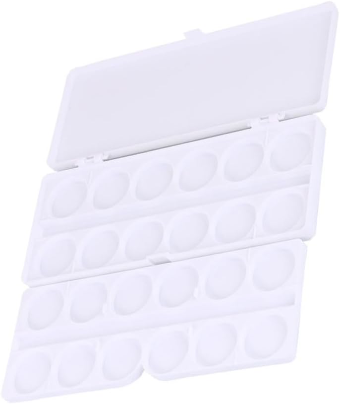 Gadpiparty 24-Cavity Plastic Watercolor Mixing Tray for Nail Art Foldable Paint Palette for Artists for Watercolor and Gouache Painting