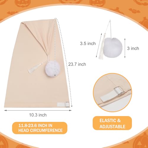 Lot de 2 bonnets de nuit réglables cordon de serrage et pompon - 3