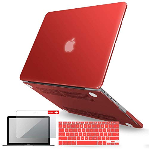 IBENZER MacBook Pro 13 Inch Case 2012-2015, Soft Touch Hard Case Shell Cover with Keyboard Cover Screen Protector for Apple MacBook Pro 13 with Retina Display A1425 1502,Red,MMP13R-RD+2