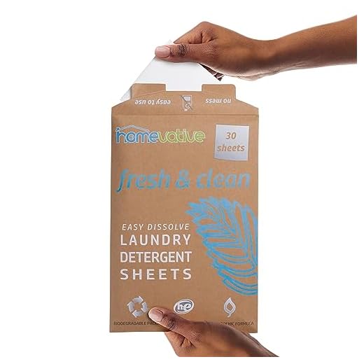 Homevative Laundry Detergent Sheets, Easy dissolve, 30 sheets, Fresh & Clean scent, Eco-friendly package, Great for travel, college, laundromat and at home, Compatible with HE machines
