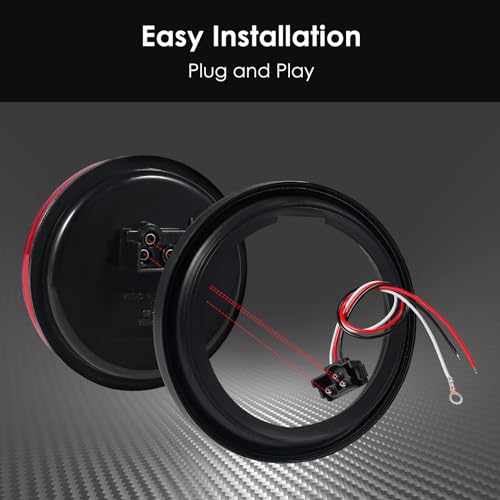 PVerandio 8Pcs 4 Inch Red LED Trailer Tail Lights 24 LED 4" Round LED Stop Turn Tail Lights Brake Trailer Lights IP67 Waterproof Flush Mount w/Grommets 3-Prong Wire Pigtails for Trucks RV UTE UTV 12V by PVerandio - Image 5