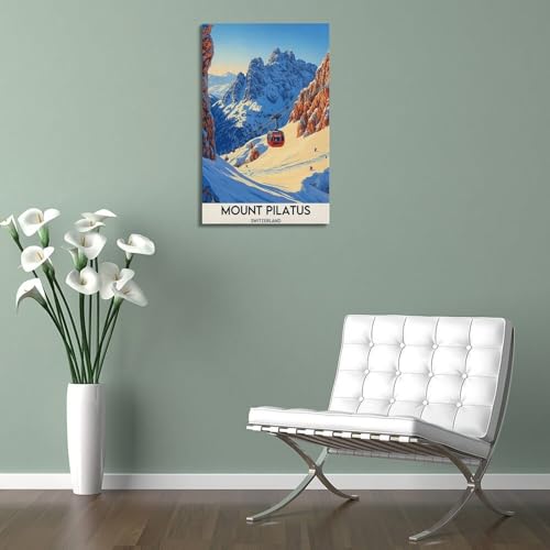 Décoration murale esthétique de station de ski | Affiche vintage 60 x 90