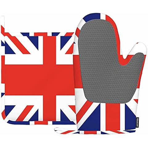 Mxocom UK Flag Oven Mitt and Pot Holder Set Cover