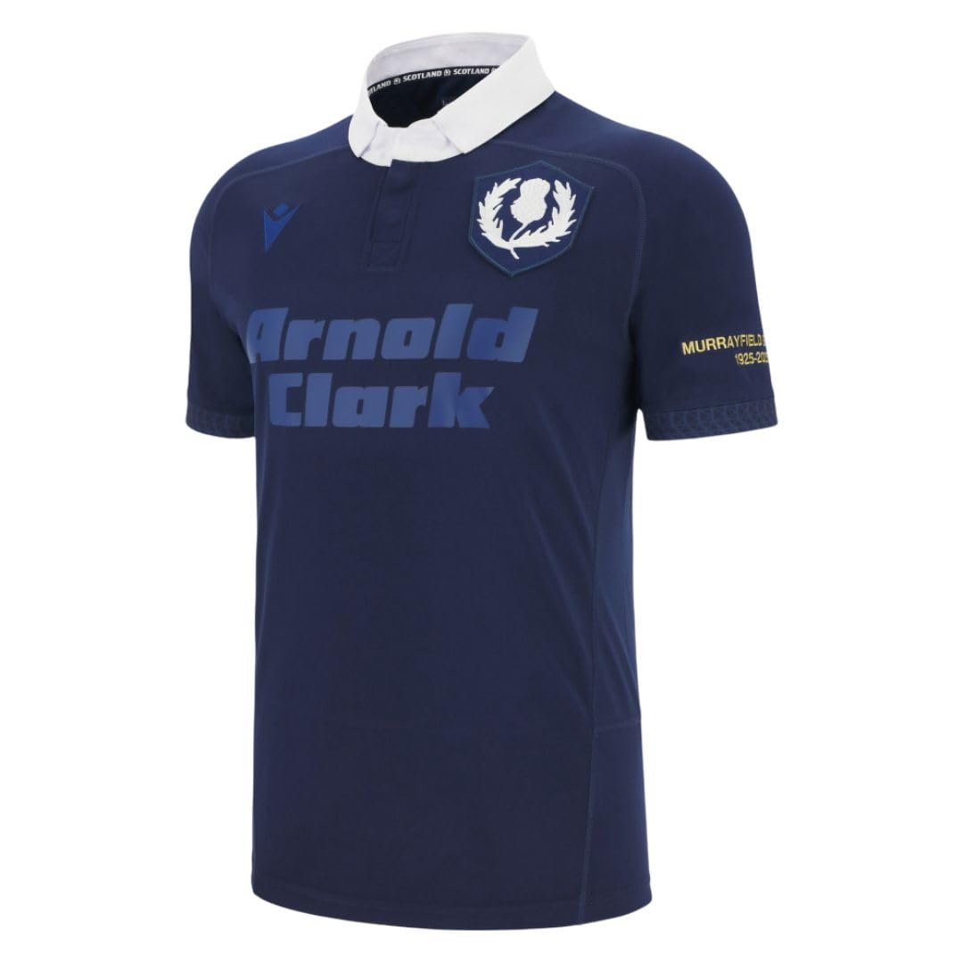 Macron Men's Blue Murrayfield 100 Scotland Rugby Replica Jersey, L