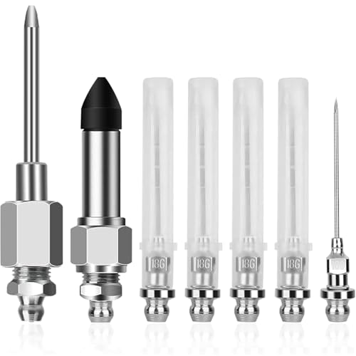 Greluma 7 Pz Kit accessori aghi pistola grasso,inclusi 5 ugelli per aghi grasso,1 erogatore,1 adattatore in gomma,iniettore grasso,utensile per montaggio a punta spazi stretti e stretti accoppiatore