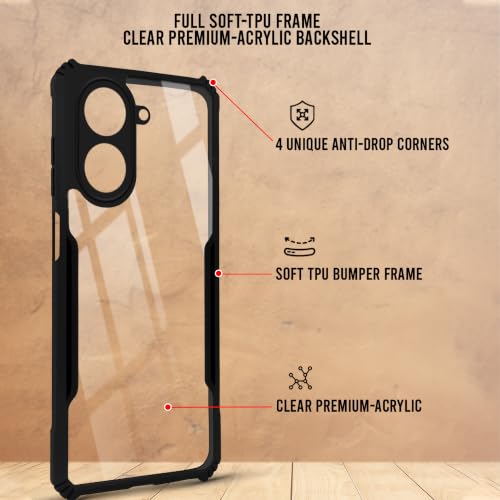 Image of Jkobi Hybrid Back Cover Case for Redmi A7 4G (Shockproof with Polycarbonate Clear Panel | Professional Black)