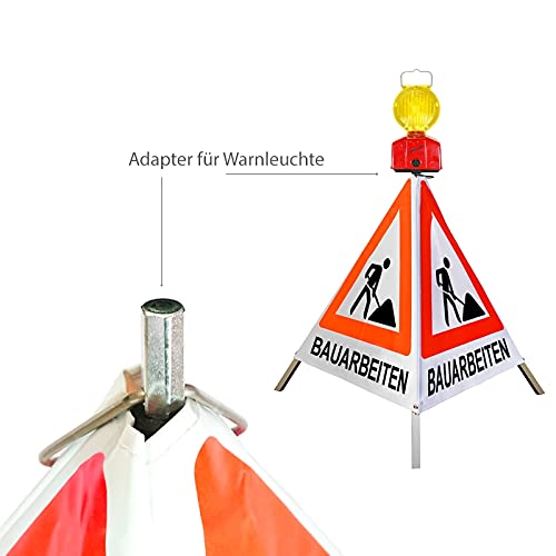 Warnpyramide/Faltsignal Schaufelmann(VZ123) "BAUARBEITEN" 90cm - weiß tagesleuchtend, leicht