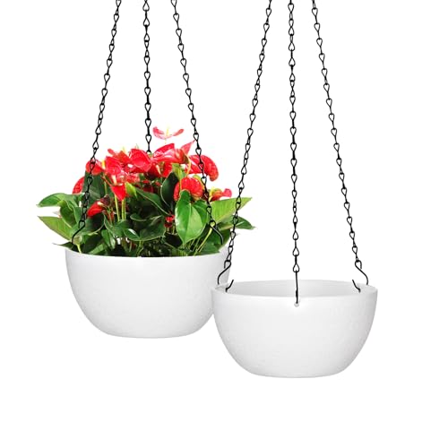 8 inch Hanging Planters for Indoor Outdoor Plants, 2 Pack Pots wi...