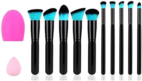 Makeup Brushes Set 10pcs Premium Lip Makeup Brush Kit Professional Face Eye Shadow Eyeliner Foundation Cosmetic Blending Brush Tool with 1pc Pink Makeup Sponge Brush Egg Cleaner