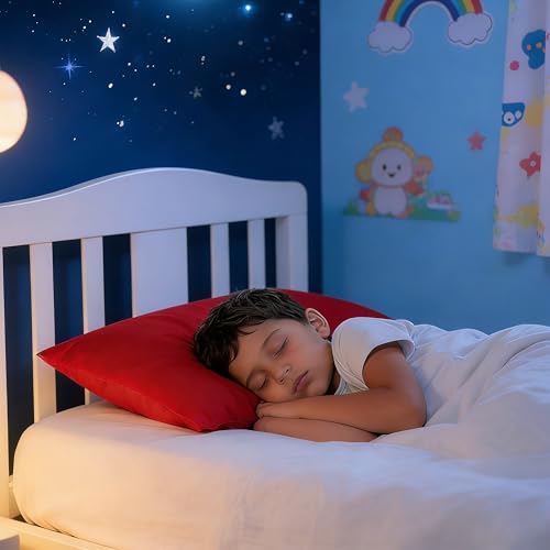 Image of NTBAY 2 Pack Toddler Pillows with Pillowcases, Soft Cotton Down Alternative 13x18 with Microfiber Zippered Pillowcases for Sleeping in Crib Bed - Machine Washable - Breathable Travel Pillow, Red