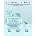 Wireless Earbuds, Bluetooth 5.3 Ear Buds, Headphones with Clear Stereo Sound, 40H Playtime with LED Digital Display, IPX7 Waterproof Earphones Built-in Mic for Phone Tablet Sports Workout, Jade - Image 3
