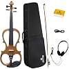 Cecilio Left-Handed Electric Violin - 1/2 Full Size Solid Maple Electric Silent Violin with Ebony Fittings, Ideal Gifts for Musicians & Music Enthusiasts, Yellow