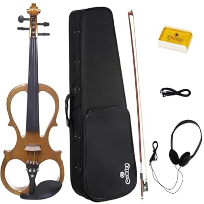 Cecilio Left-Handed Electric Violin - 1/2 Full Size Solid Maple Electric Silent Violin with Ebony Fittings, Ideal Gifts for Musicians & Music Enthusiasts, Yellow