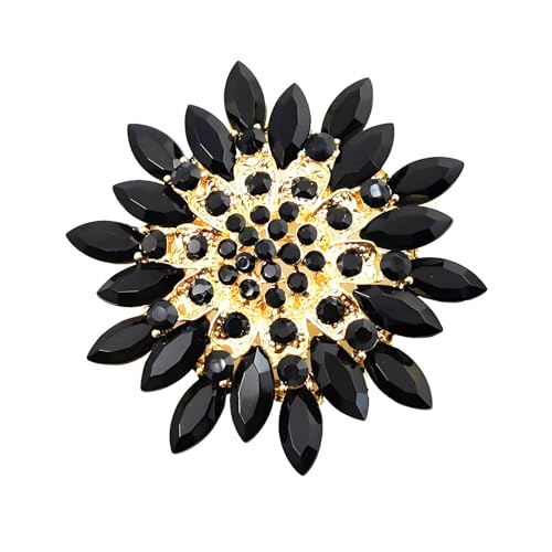 Image of WCRAZYE Sunflower Brooch Pins for Women Sparkly Big Premium Rhinestone Crystal Red Flower Bouquets Lapels Brooch Elegant Clothing Skirt Hat Bag Accessories for Teen Girls