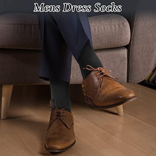 Chalier Apparel 5 Pairs Mens Cotton Socks Classics Running Crew Socks Soft Knit Athletic Dress Socks For Men All Season（P-Black） #TOP4